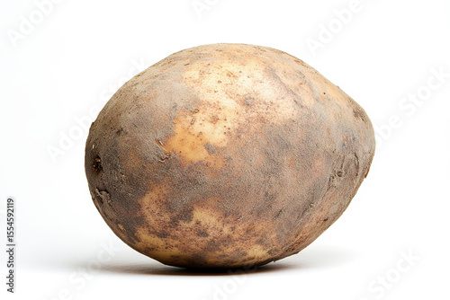Fresh brown potato isolated on white background