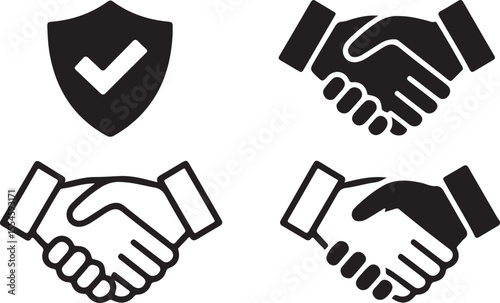 Wallpaper Mural Handshake Icon Set in Black and White Business Art with Minimalist Agreement Design and Corporate Success Illustration Torontodigital.ca
