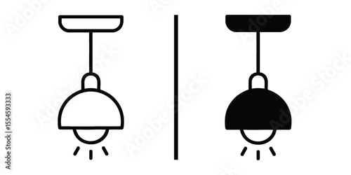 Design Contrast: A pair of stylized illustrations showcases the classic charm of a pendant lamp, highlighting a contrast of light and shadow to emphasize its simple yet elegant shape.