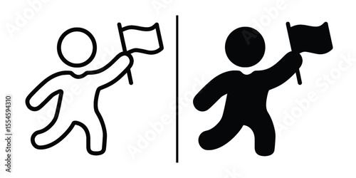 Running to the Goal: An illustration capturing the essence of determination, with the running figure waving a flag symbolizing victory or accomplishment.
