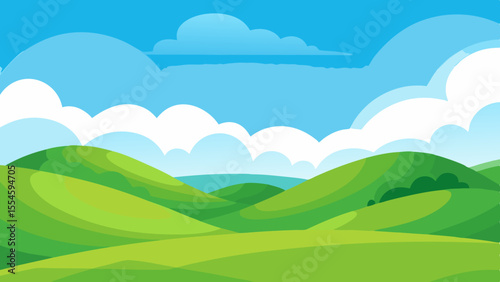 Rolling Green Hills Vector Illustration