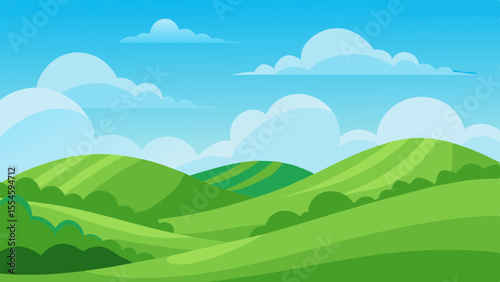 Rolling Green Hills Vector Illustration
