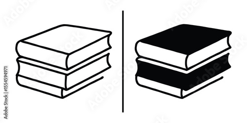 Divided Books: A visually striking graphic juxtaposes two stacks of books, one rendered in stark black and white.