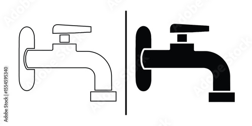 Water Tap Illustration: A creative, minimalist depiction of a water tap in both black and white, showcasing the simple elegance of design.