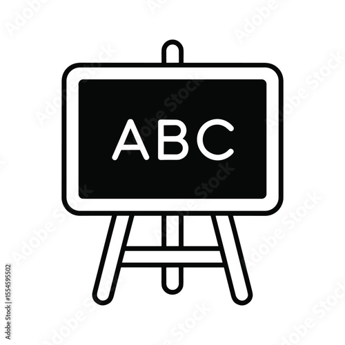 Blackboard with ABC Letters on Stand for Education and Learning