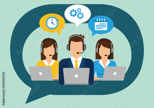 Business professionals connect globally through a social network on a laptop, illustrating communication and technological connection