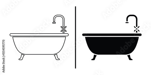Sleek Bathtub Design: A minimalist illustration showcases a sleek bathtub design, offering a clean and modern aesthetic with attention to detail.
