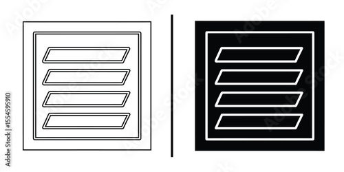 Ventilation Icon: A concise visual representation of ventilation, presented in both black and white, offering a clear symbol for airflow and mechanical systems.