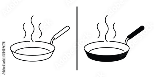 Pans Cooking: Illustrative image of a cooking pan is the essence of home-cooked meals, depicted in both outlines and filled-in variations, ready to inspire culinary adventures.