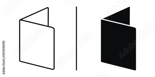 Monochromatic Booklet Design: Minimalist graphic rendering of an open booklet, a clean visual for design, presentation or conceptual projects.