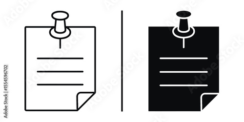 Sticky Note Duo: A pair of sticky notes, one in crisp outline and the other in a bold black, both bearing the timeless symbol of a pushpin, embodying essential reminders. 