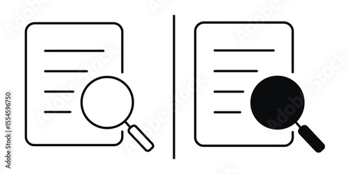 Document Inspection: A conceptual image displaying two document representations, each paired with a magnifying glass to symbolize the act of scrutiny and research.