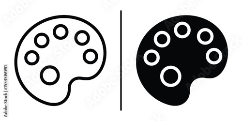Artistic Contrast: A minimalist monochrome artwork presents the classic artist's palette, with a stark black-and-white duality emphasizing the form.