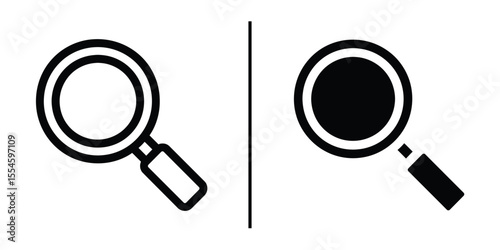 Magnifying Glass Duo: A set of contrasting magnifying glasses in a symmetrical composition, a stark study in the interplay of positive and negative space, evoking concepts of clarity, focus.