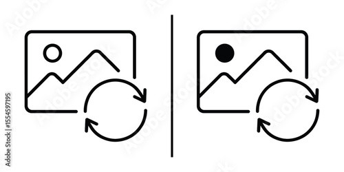 Image Refresh Icon: Two line art icons depicting image refresh or reload.  Simple and clean design, perfect for UI, website and application design.