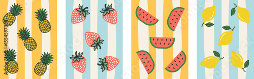 Set of cute vintage hand draw summer posters, cards templates. Trendy summer frames design for branding, print, decor, summer card, postage stamp.