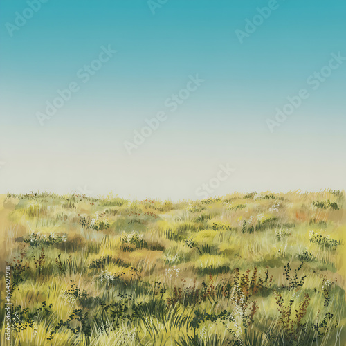 Wallpaper Mural A grassy field stretches to the horizon under a clear blue sky Torontodigital.ca