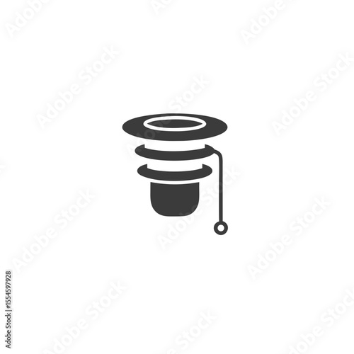 Isolated sink drain plug with pull ring in flat top shape on a transparent background
