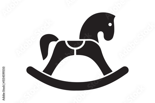 Classic Black Silhouette Rocking Horse Toy Icon Design