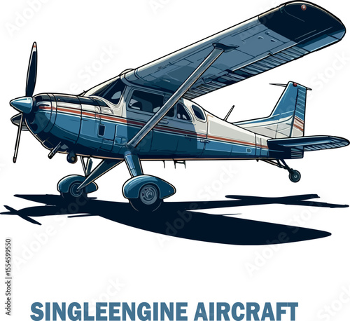 Singleengine aircraft vector white background .