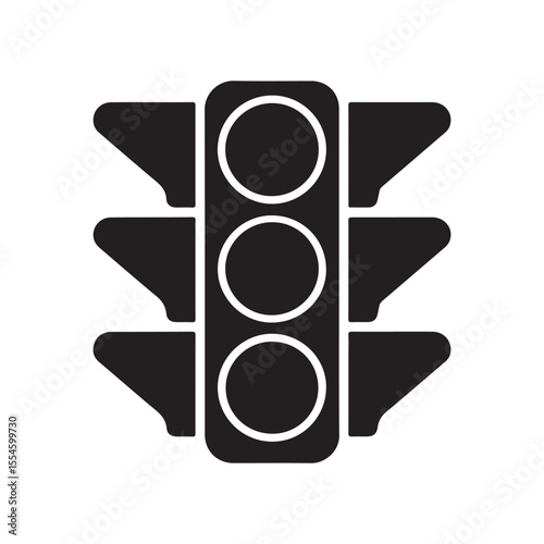 Urban Traffic Light Signal Black Silhouette Control Icon