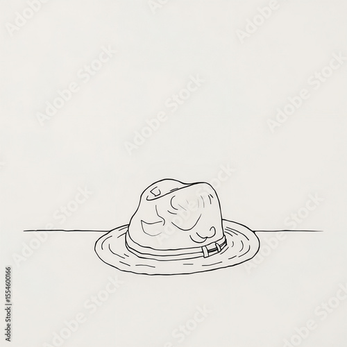 Artistic representation of a textured hat on a flat surface showcasing its unique shape and character