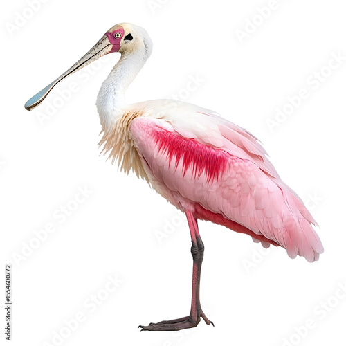 A Beautiful Roseate Spoonbill, Detailed and Isolated