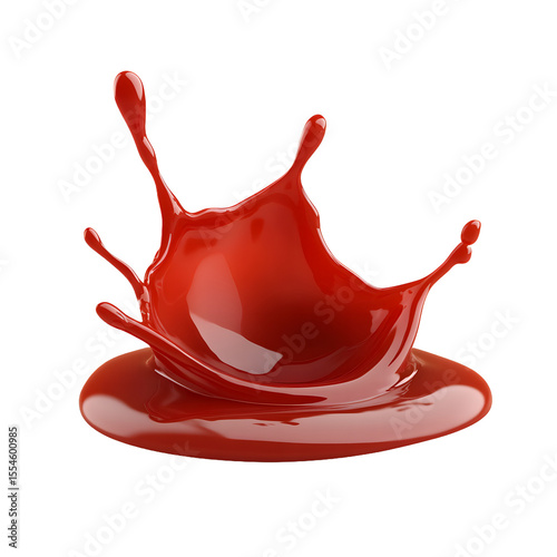 Dynamic Red Liquid Splash Isolated on Transparent Background