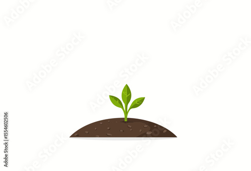 Small green plant sprouting from soil in a minimalist design  