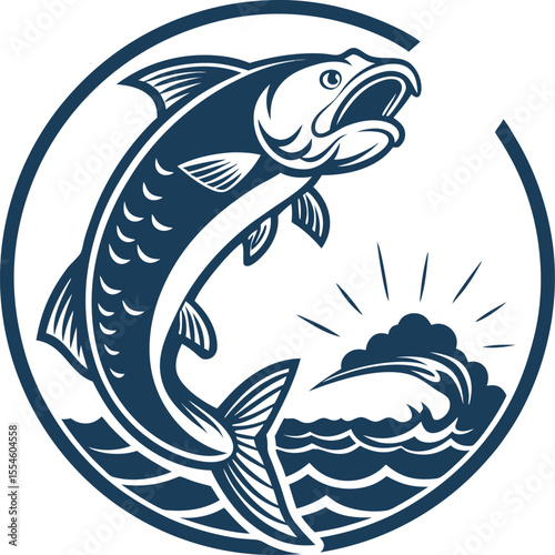 Artistic rendering of a catfish with vibrant color accents and classic typography