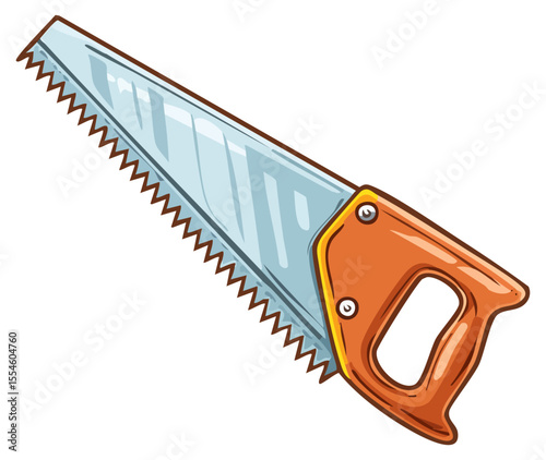 Saw with wooden handle, isolated