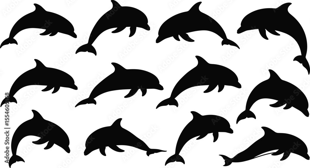 Naklejka premium set of black silhouettes of bats