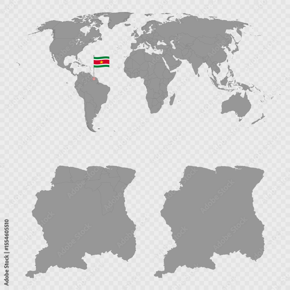 Fototapeta premium Suriname Map Set with World Location.