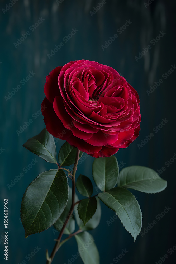 Fototapeta premium Deep red rose, elegant and vibrant.