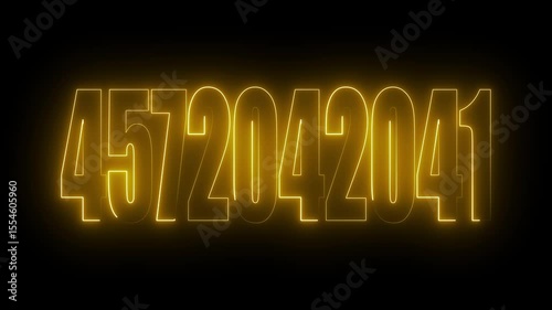 Abstract Glowing Neon Numbers Animation on Black Background Educational Mathematics 4K Motion Graphics.