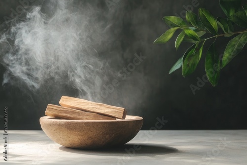 Tranquil palo santo ambiance with natural elements for aromatherapy and meditation