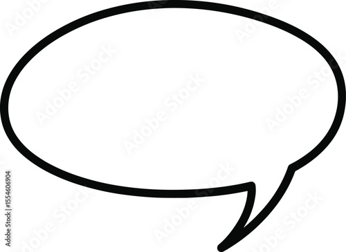 Blank speech bubble outline, empty comic chat balloon, copy space dialogue icon, isolated vector illustration, white background, communication design, template
