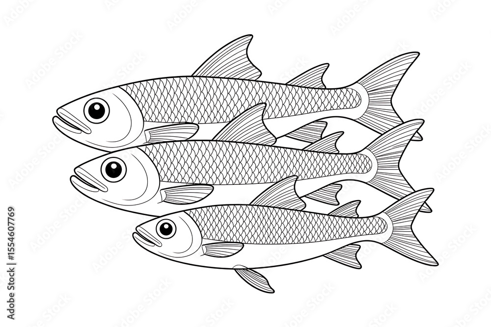 Obraz premium Three fish swimming in a row.