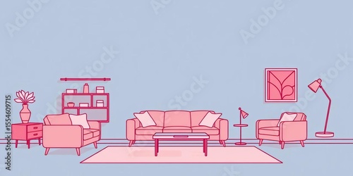 Wallpaper Mural Elegant minimalist line icons depicting modern furniture sets for interior design,  graphic,  decor Torontodigital.ca