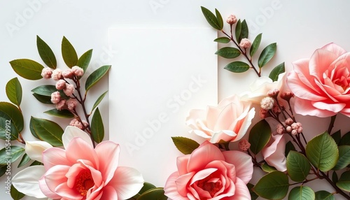Wallpaper Mural Elegant white floral wedding invitation suite with leaves,  floral,  details Torontodigital.ca