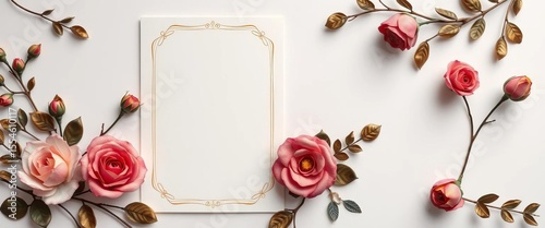 Wallpaper Mural Elegant winter wedding stationery suite featuring gold accents, roses, wax flowers, and leaves,  festive,  thank you card Torontodigital.ca