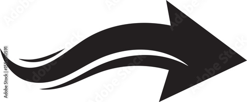 Thick Flow Arrow Symbol in Bold Style for Fast Movement