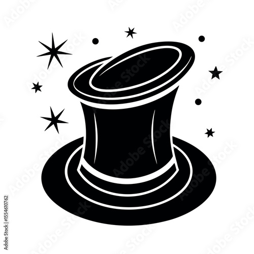 Magician Hat with Stars Silhouette Illustration