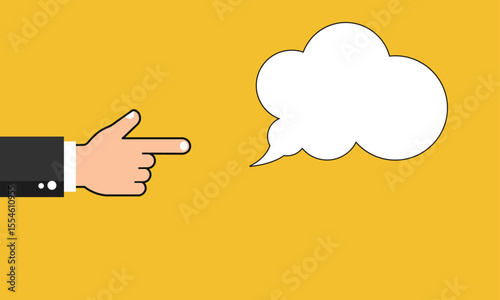 A businessman's hand pointing to an idea