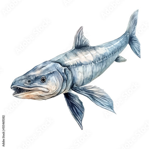 Leedsichthys, watercolor painting vector, isolated on a white background.