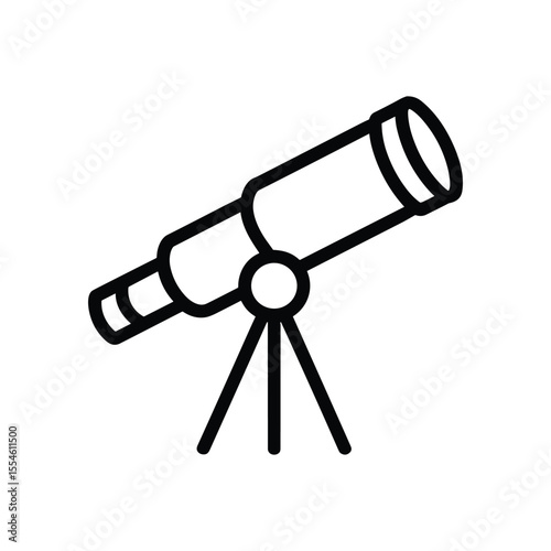 Telescope Icon in Outline Style for Astronomy and Science