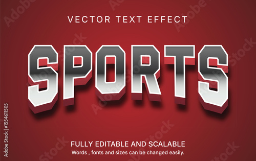 Editable Sports Text Effect – Bold 3D Vector Style on Red Background