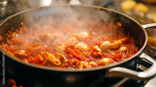 Seafood tomato sauce cooking pasta sauce