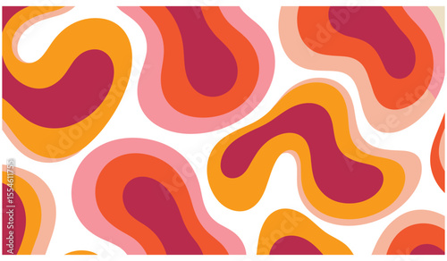 Retro Inspired Abstract Background with Wavy Shapes in Warm Tones