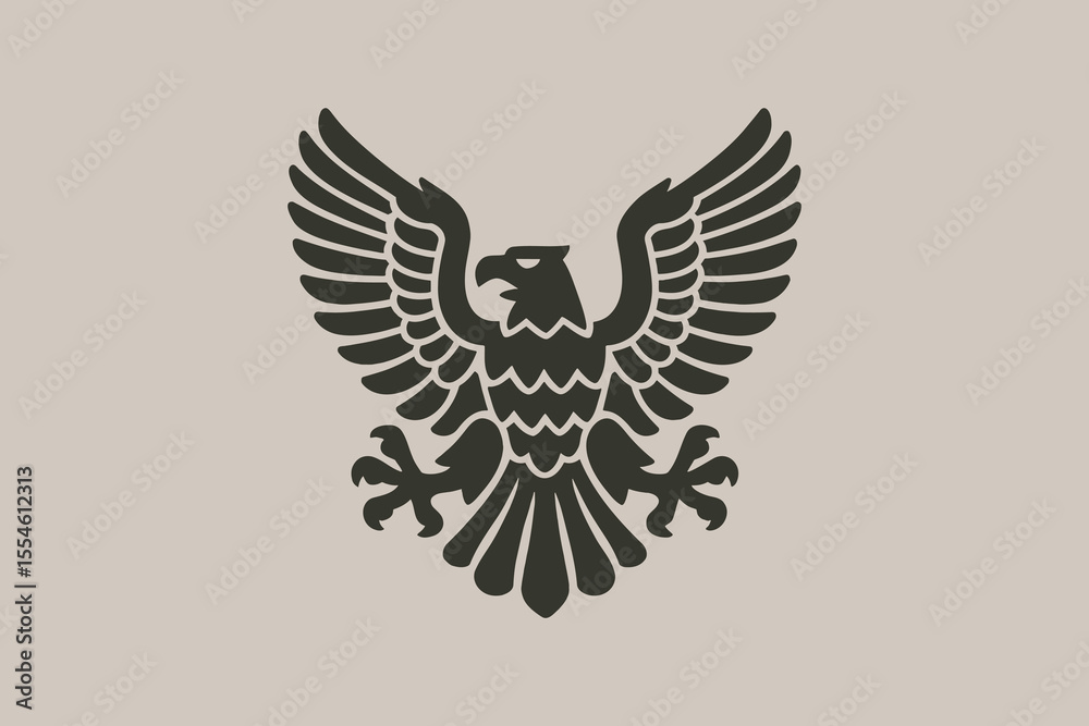 Obraz premium Eagle with spread wings heraldic style vector illustration